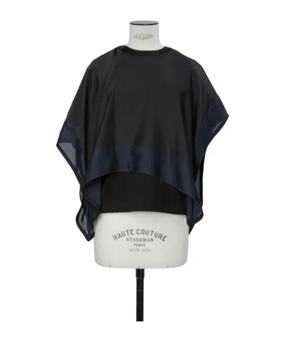 Sacai Layered Cotton-trimmed Satin Blouse In Multi