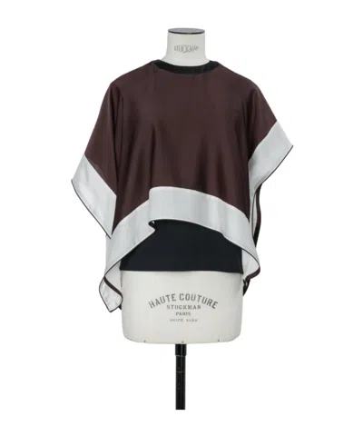 Sacai Satin X Cotton Jersey T-shirt In Brown