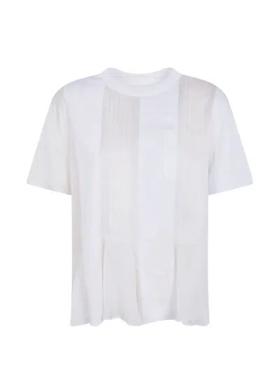 Sacai Satin X Cotton Jersey T-shirt In White