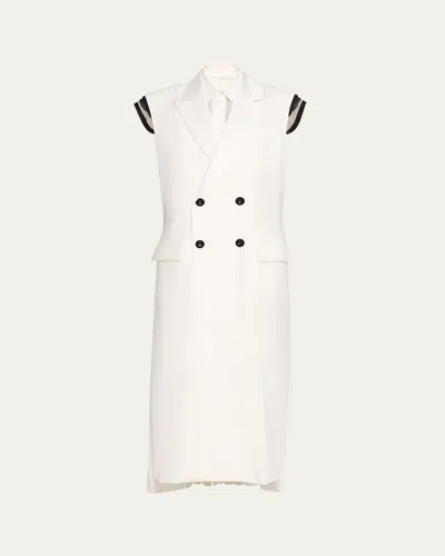 Sacai Scarf-neck Double-breasted Suiting Vest In Neutral