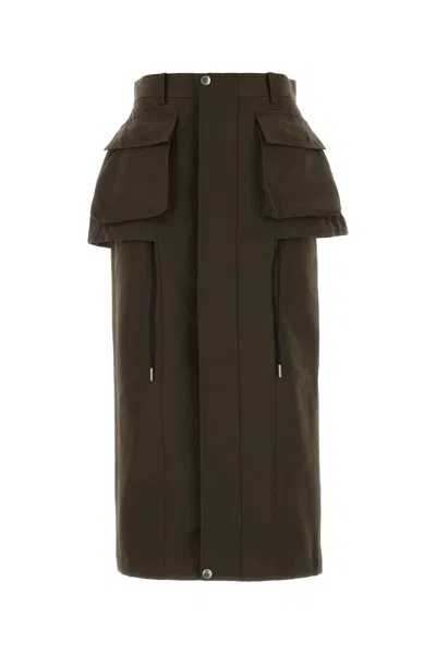 Sacai Sculpted Mini Mud Cotton-blend Skirt With Cupro Lining In Brown