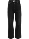 Sacai Belted Crop Bootcut Jeans In Black