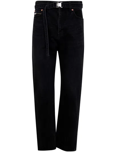 SACAI STRAIGHT DENIM PANTS,SCW.209 001 BLACK