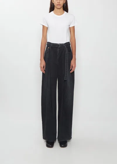 Sacai Self Belt Denim Pants In Black