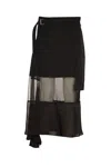 Sacai Pleated Panelled Midi Skirt In Black