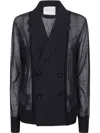 Sacai Semi-transparent Blazer Jacket In Black