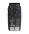 Sacai Sequin-embellished Rear Slit Skirt In Black