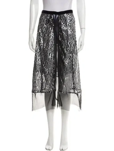 Pre-owned Sacai Sequin Embellishments Midi Length Skirt In Blue