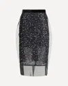 Sacai Sequin-embellished Rear Slit Skirt In Black