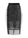 Sacai Sequin-embellished Rear Slit Skirt In Black