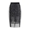 Sacai Sequin-embellished Rear Slit Skirt In Black