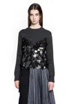 Sacai Womens C Gray Black Sequin-embellished Wool Jumper In Black