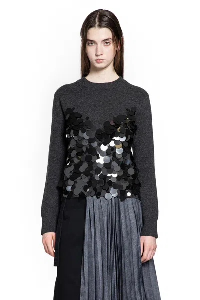 SACAI SEQUIN EMBROIDERY X WOOL KNIT PULLOVER