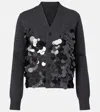 Sacai Sequined Wool Cardigan In Gray