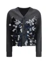 Sacai Sequin-embellished Cardigan In Gray