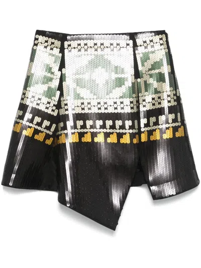 Sacai Sequinned Mini Skirt In Black