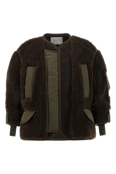 Sacai Long-sleeved Casual Jacket In Brown