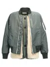Sacai Layered Hybrid Bomber Jacket In B/khaki�off White