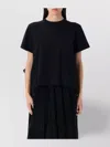 Sacai Sheer Back Panel Cotton T-shirt With Ruffle Detail