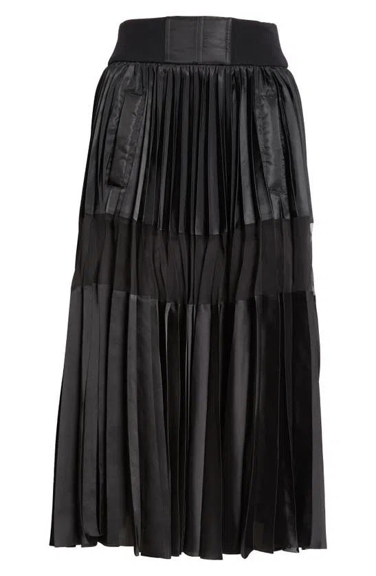 sacai front-slit midi pleated skirt - Blue