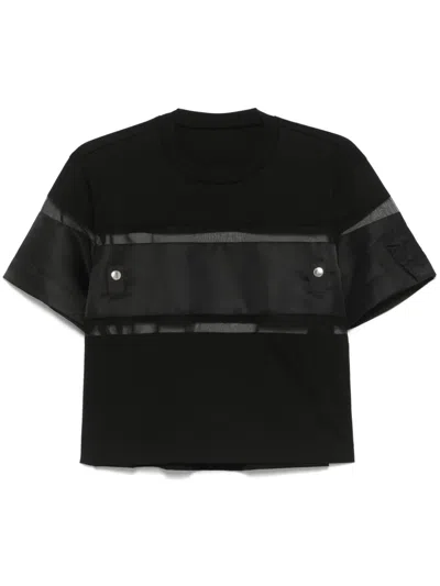Sacai Sheer-panels T-shirt In Black