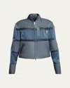 Sacai Sheer Two-tone Bomber Jacket In Blue Gray