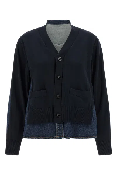 Sacai Shirt Cardigan In Blue