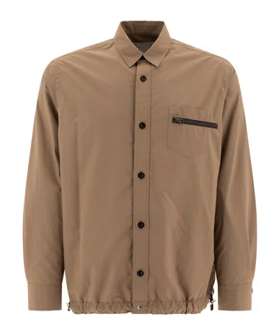 Sacai Shirt Jacket In Brown