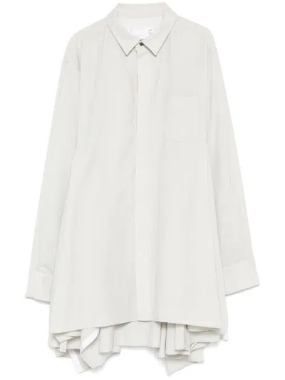 Sacai Shirt Mini Dress In Beige