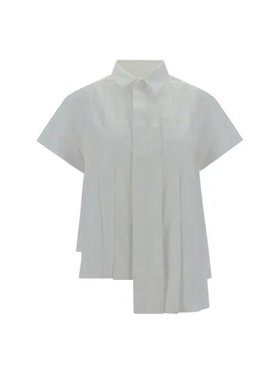 Sacai Cotton Blend Poplin Shirt In White