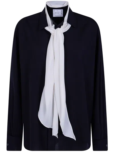 Sacai Shirt Polyester Wool "suiting Shirt" In Black