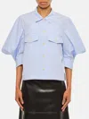 Sacai Striped Cotton Poplin Shirt In Hellblau