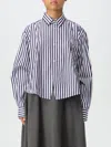 Sacai Striped Classic-collar Shirt In Navy