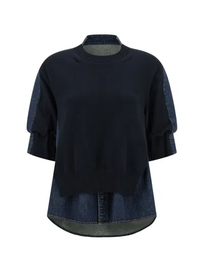 Sacai Shirt-style Top In Black