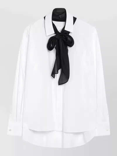 Sacai Shirt Tailored Fit Contrast Collar Bow Tie In White