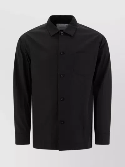 Sacai Shirt With Chest Pocket And Pleated Back In Black
