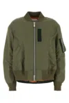 Sacai Zip-up Nylon Bomber Jacket In Green