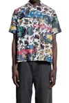 Sacai Car Race Tropical Print Bowling Shirt In Multi