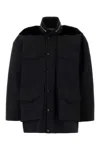 Sacai Pocket-detailed Velvet Panel Jacket In Black