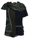Sacai Paisley-print Panel Top In Blue