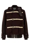 Sacai Brown Wool Melton Bomber Jacket In Brown