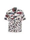 Sacai Short-sleeved Shirt With Classic Collar And Tropical Motif In Multi