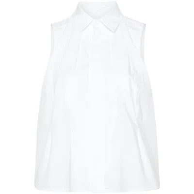 Sacai Sleeveless Poplin Blouse In White