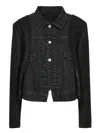 Sacai Stitched Denim Coat In Black