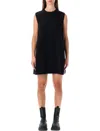 Sacai Short Dress With Contrasting Pleated Back In Black