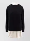 Sacai Short Dress With Layered Design And Button Detail In Blue