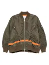 Sacai Short Jacket With Khaki Base And Orange Stripe Detail In Gray