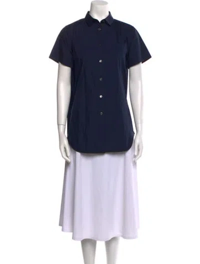 Pre-owned Sacai Short Sleeve Button-up Top In Blue