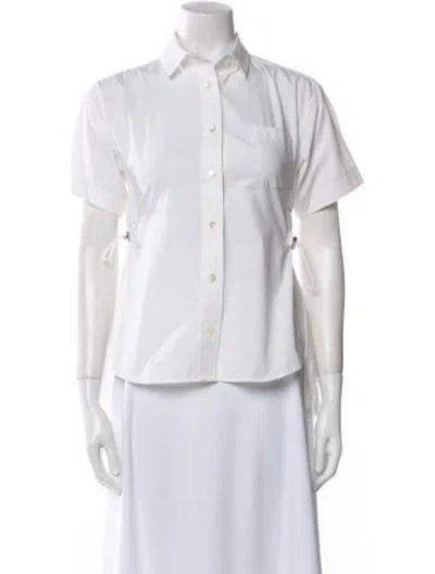 Pre-owned Sacai Short Sleeve Button-up Top In Neutral