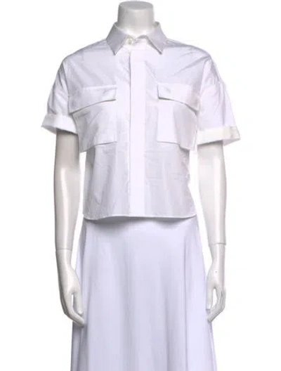 Pre-owned Sacai Short Sleeve Button-up Top In White